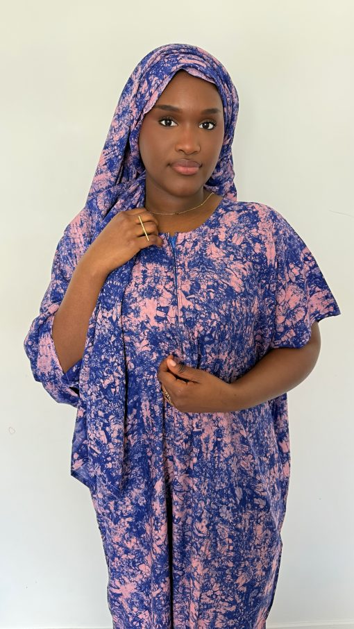 Robe Mbabass Rose - bleu (grand foulard) – Image 4