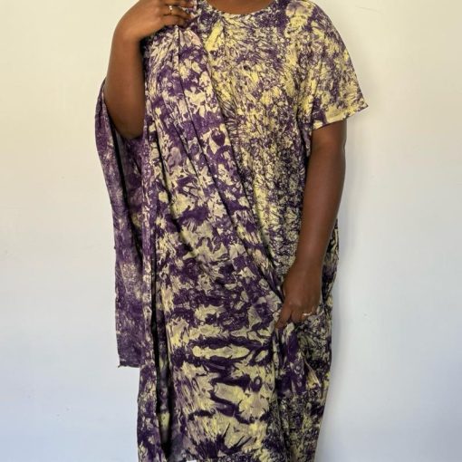 Robe de maison - allaitement Jaune - Vert allaitement en Coton Taille Unique Convient du 34 au 46 Longueur Jusqu’à 1,77 m Inclut Grand Foulard Assorti Élégante et Polyvalente pour Détente à la – Image 4