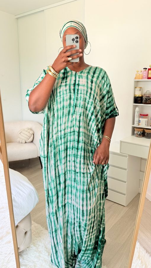 Robe Bante Vert Sauge en coton 100% légère et respirante Taille XS à XL coupe fluide et confortable idéale pour un confort quotidien – Image 2