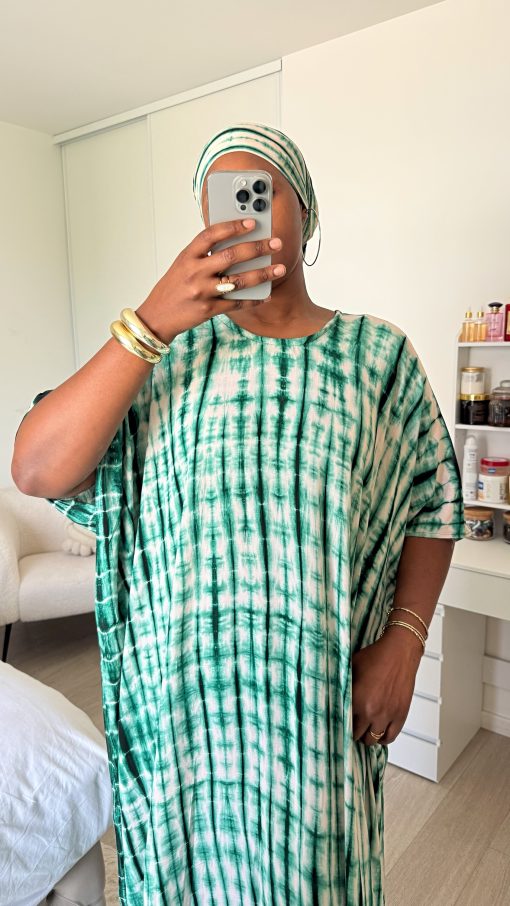 Robe Bante Vert Sauge en coton 100% légère et respirante Taille XS à XL coupe fluide et confortable idéale pour un confort quotidien – Image 4