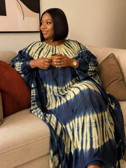 Robe d'intérieur ample style boubou – Manches élastiquées – Image 3