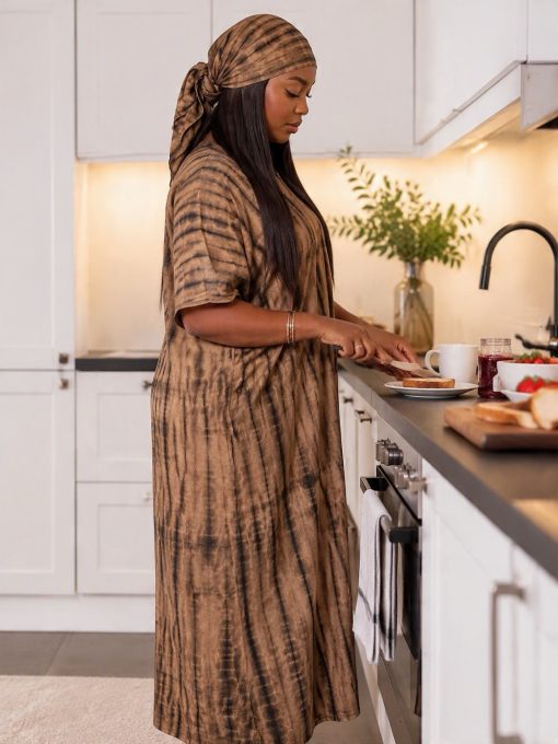Robe Bante Marron Chocolat en coton 100% légère et respirante Taille XS - XL coupe fluide et confortable idéale pour un confort quotidien – Image 6