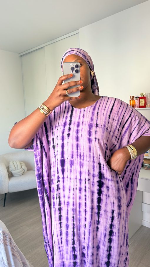 Robe Bante Lilas Prune en coton 100% légère et respirante Taille XS à XL coupe fluide et confortable idéale pour un confort quotidien – Image 3