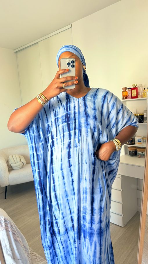 Robe Bleue Indigo en coton 100% légère et respirante Taille XS à XL coupe fluide et confortable idéale pour un confort quotidien – Image 2