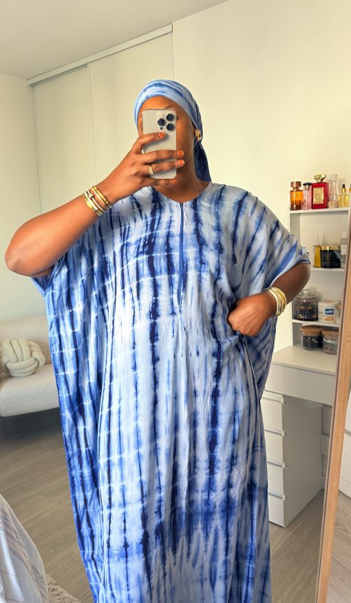 Robe Bleue Indigo en coton 100% légère et respirante Taille XS à XL coupe fluide et confortable idéale pour un confort quotidien