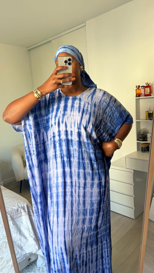 Robe Bleue Indigo en coton 100% légère et respirante Taille XS à XL coupe fluide et confortable idéale pour un confort quotidien – Image 3