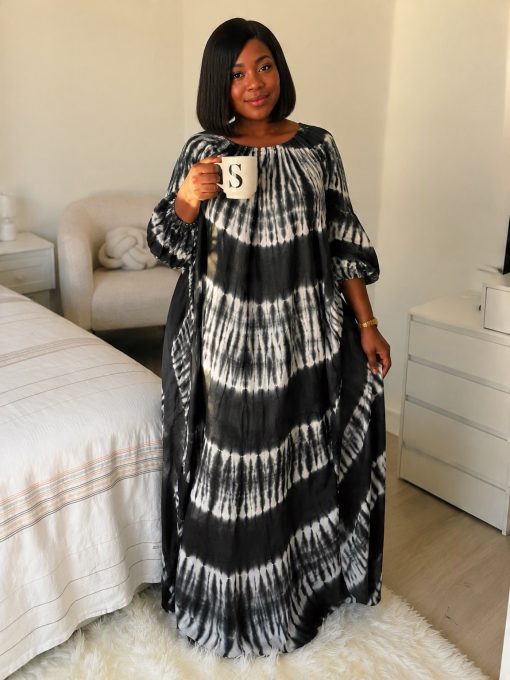 Robe d'intérieur ample style boubou – Manches élastiquées – Image 4
