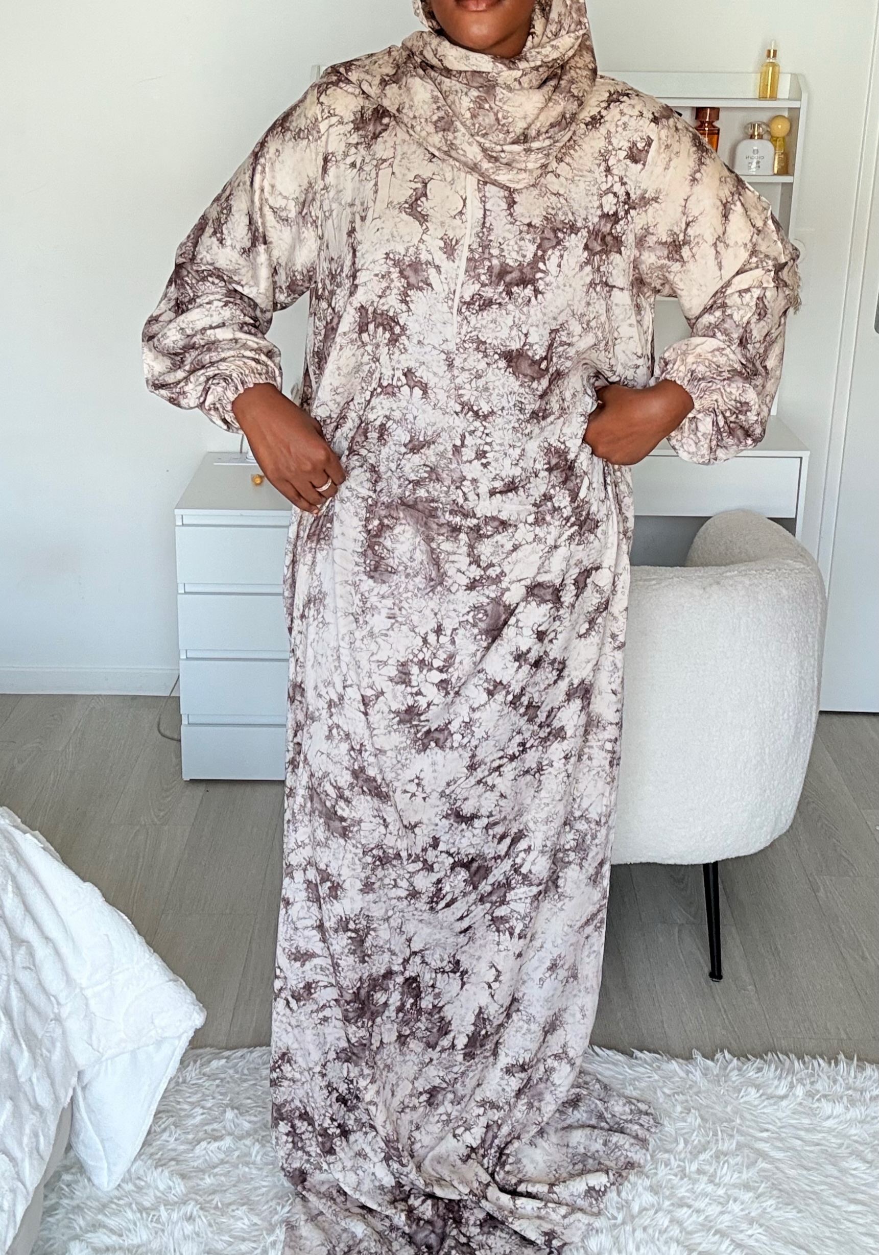 Robe de prière Chocolat Beige 100%
Coton Lourd - Taille XS à XL – Image 2