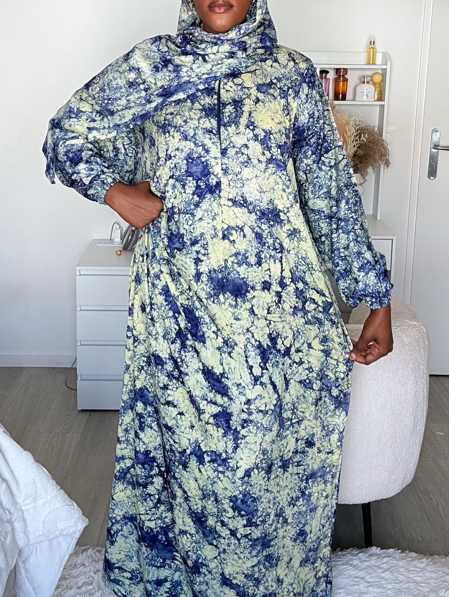 Robe de prière Bleu Nuit 100%
Coton Lourd - Taille XS à XL – Image 3