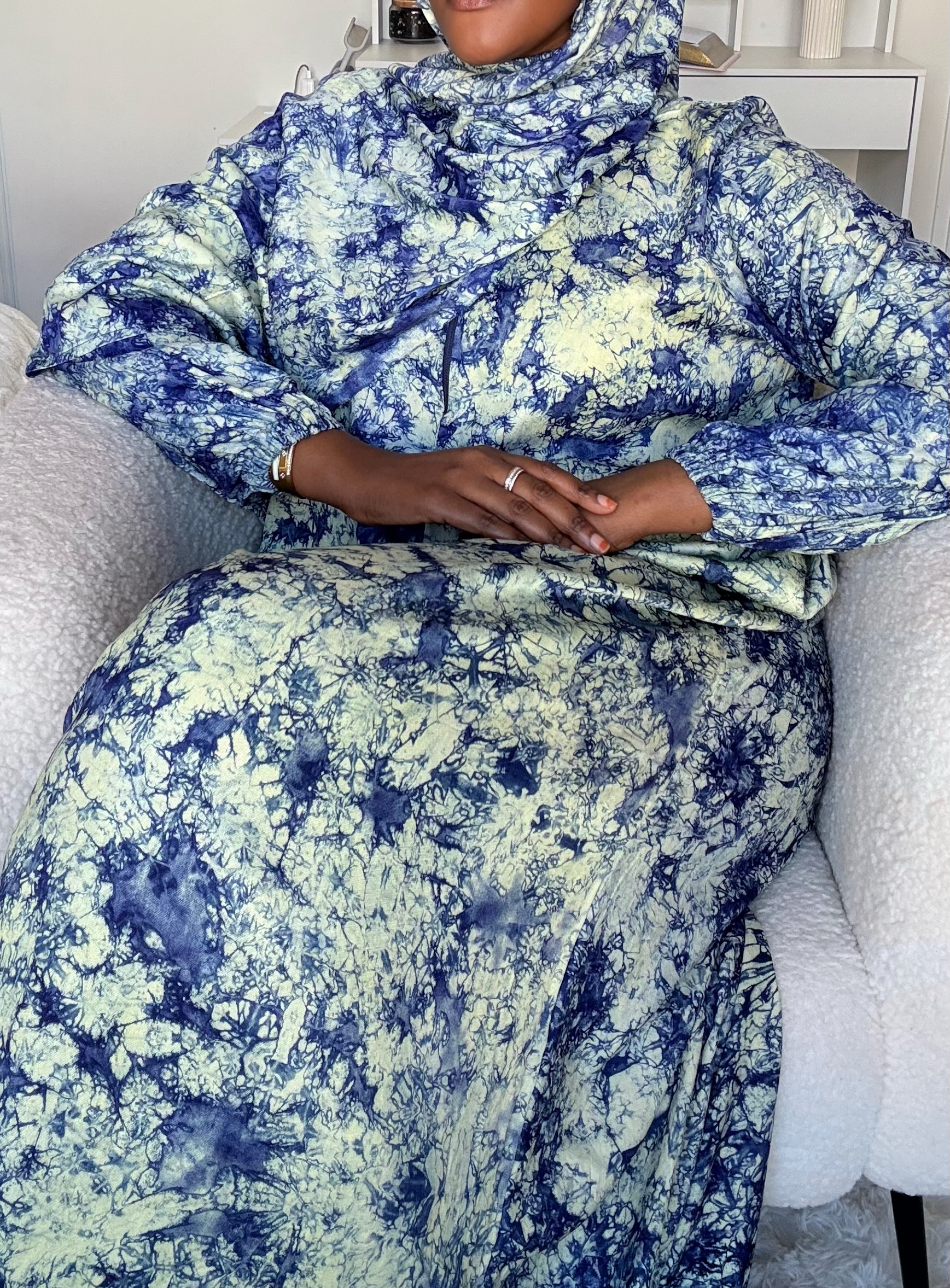 Robe de prière Bleu Nuit 100%
Coton Lourd - Taille XS à XL – Image 5