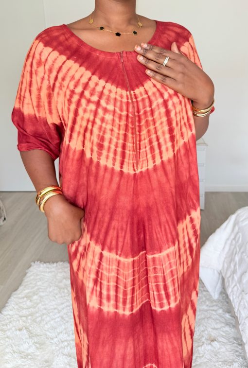 Robe d’intérieur bordeaux corail XS - XL en coton 100% – Image 2
