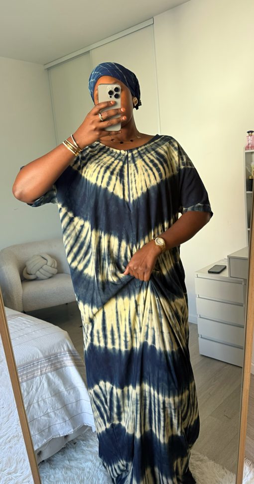 Robe d’intérieur bleu marine XS - XL en coton 100% – Image 3