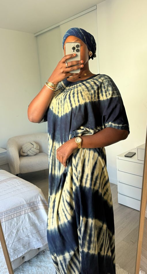 Robe d’intérieur bleu marine XS - XL en coton 100% – Image 4