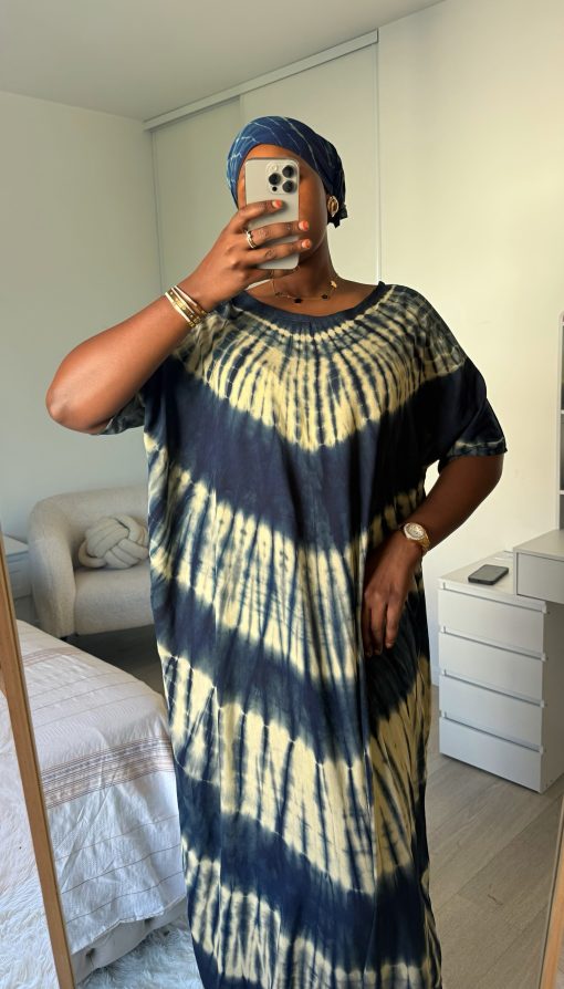 Robe d’intérieur bleu marine XS - XL en coton 100% – Image 5