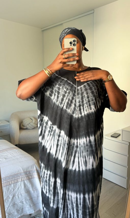 Robe d’intérieur noir blanc XS - XL en coton 100% – Image 3