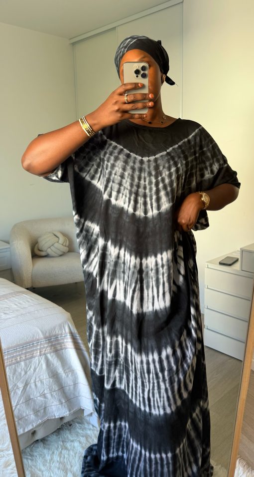 Robe d’intérieur noir blanc XS - XL en coton 100% – Image 4