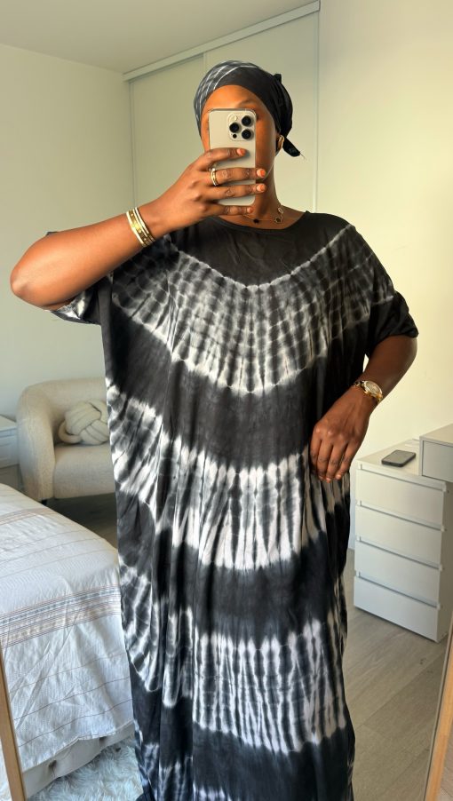 Robe d’intérieur noir blanc XS - XL en coton 100%